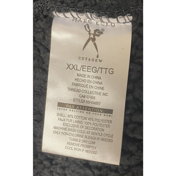 Marc Ecko Cut & Sew Jacket Mens 2XL Black Gray Quilted Full Zip - Picture 8 of 14